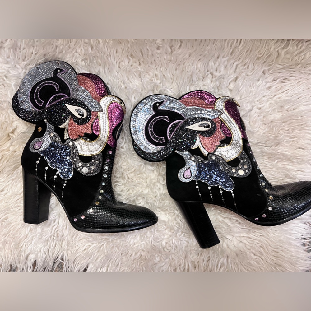 Marc Jacobs Suede / Leather Sequin Wind Goddess Ankle Boot, size 39